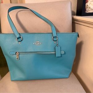 Coach Turquoise Leather Tote Bag